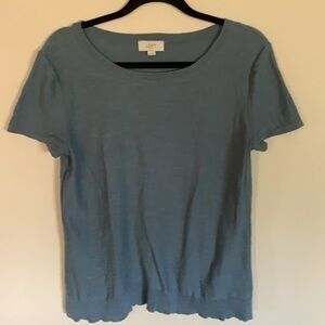 Loft Dusty Blue Short Sleeved Sweater Top small